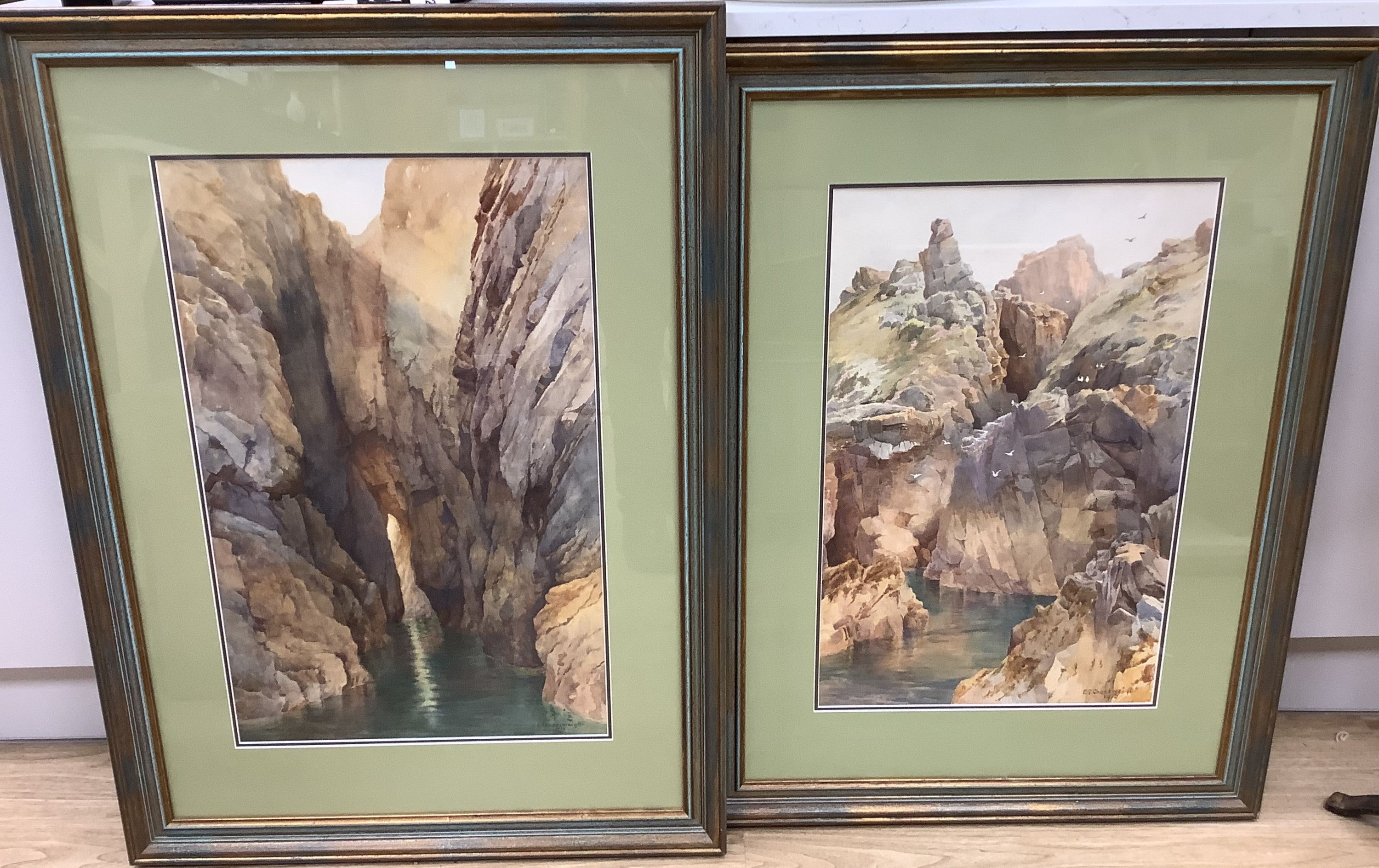 Ethel Sophia Cheesewright (1874-1977), watercolour, 'A sheltered cove (Sark), signed, watercolour and another similar watercolour by the same hand